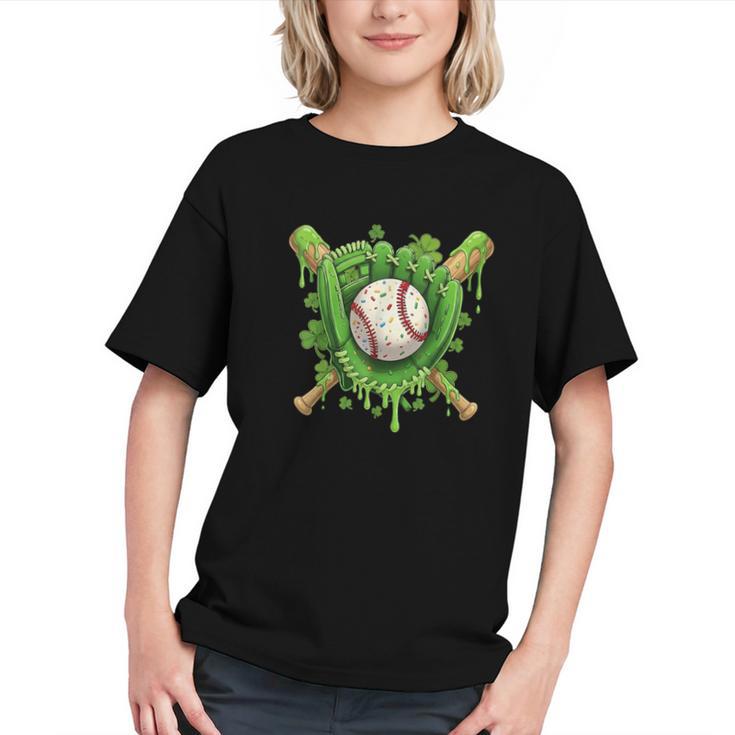 Lucky Shamrock Baseball Gloves Drip St Patrick's Day Boys Graphic Youth