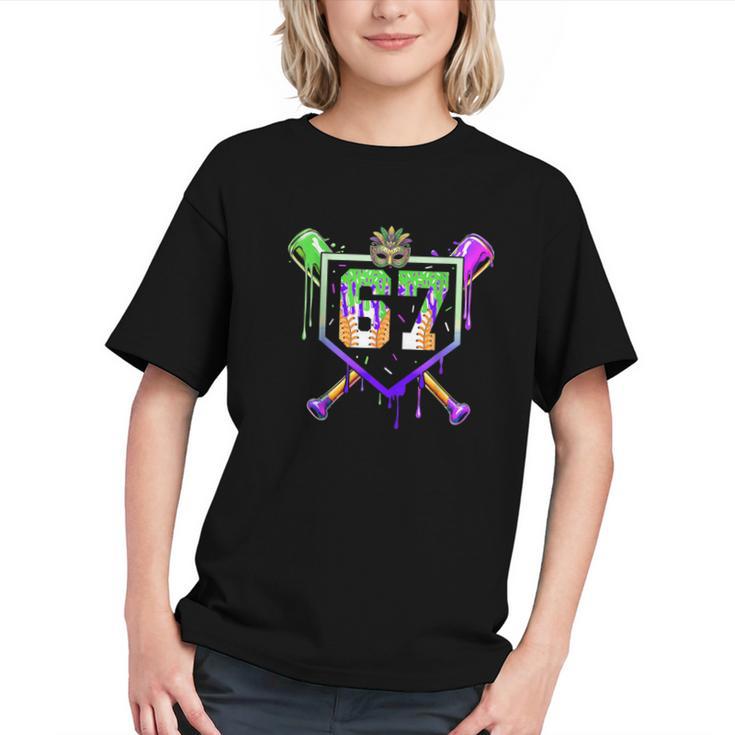 Mardi Gras Baseball Carnival Party Ice Cream Drip Boys Graphic Youth