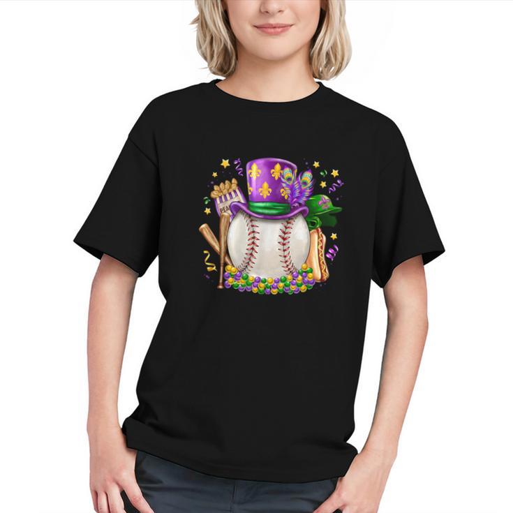Mardi Gras Baseball Jester Hat Fleur De Lis Boys Girls Kids Graphic Youth