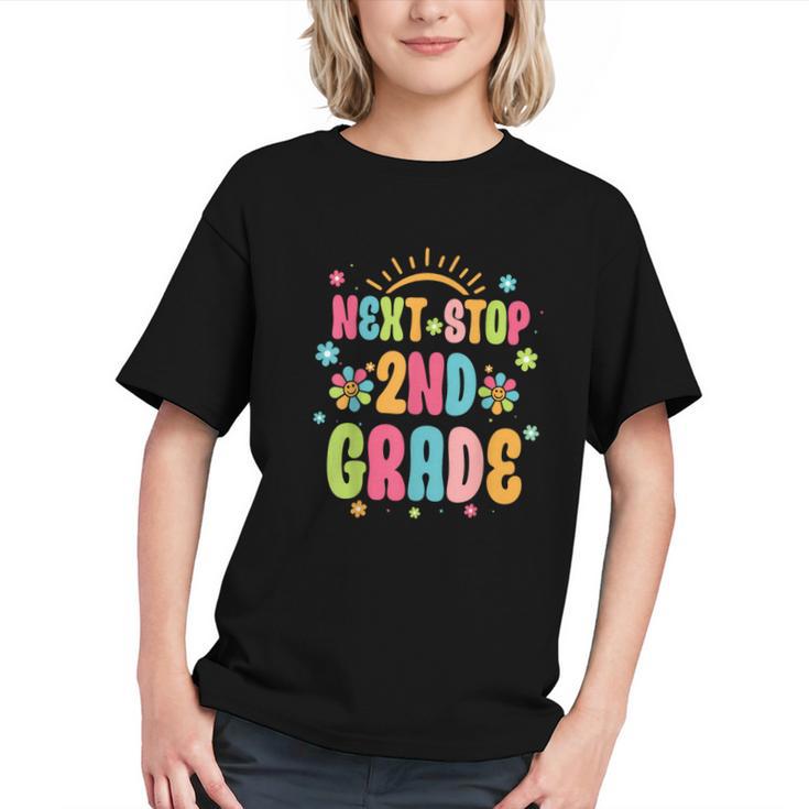 Next Stop 2nd Grade Groovy Retro Second Grade Back To School Graphic Youth