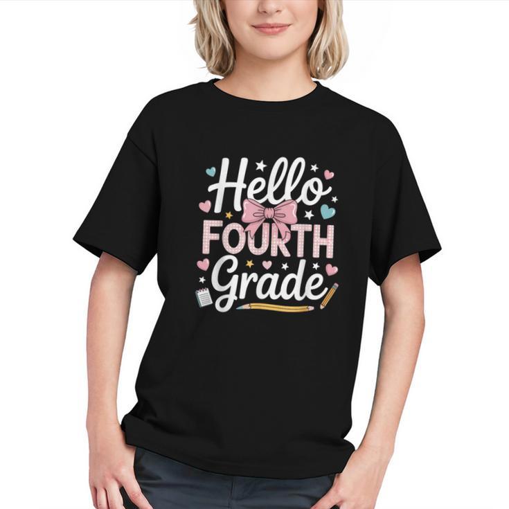 Pink Bows and Hearts 4th Grade Back to School Youth T-Shirt