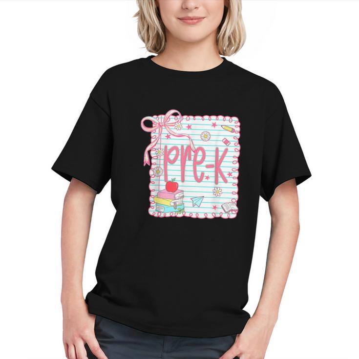 Pink Coquette Bow Preppy Back to School Youth T-Shirt Pink Coquette Bow Preppy Back to School Youth T-Shirt