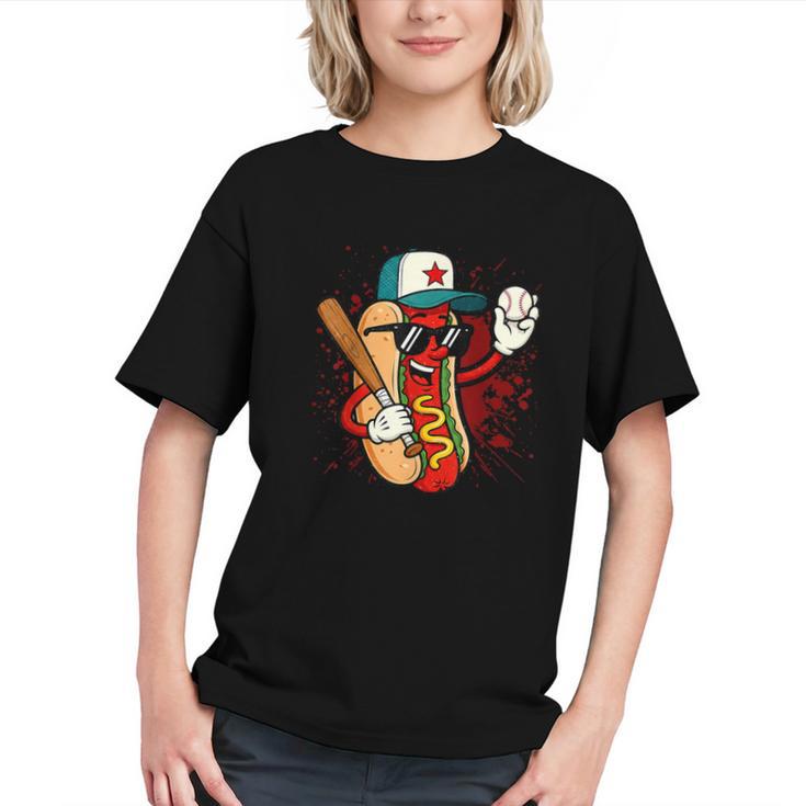 Retro Vintage Baseball Hot Dogs Graphic Youth