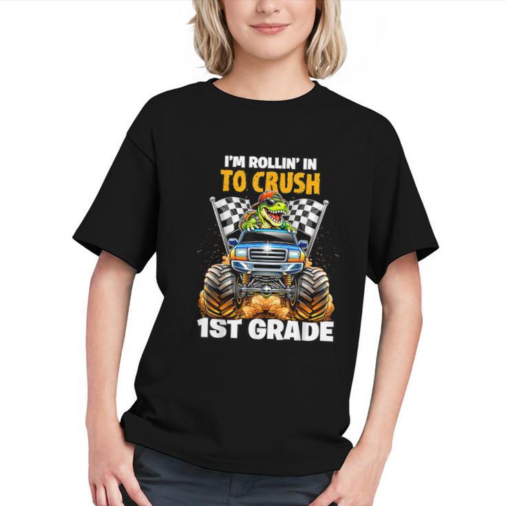 Roaring Into 1st Grade! Dino Truck Back to School Youth T-shirt