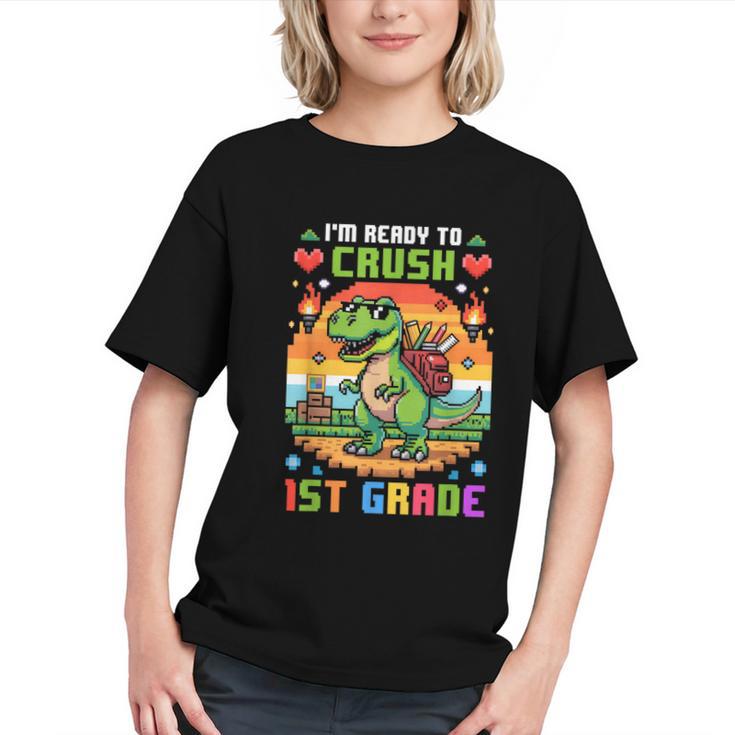 Roaring into 1st Grade! Dinosaur Back to School Youth T-shirt
