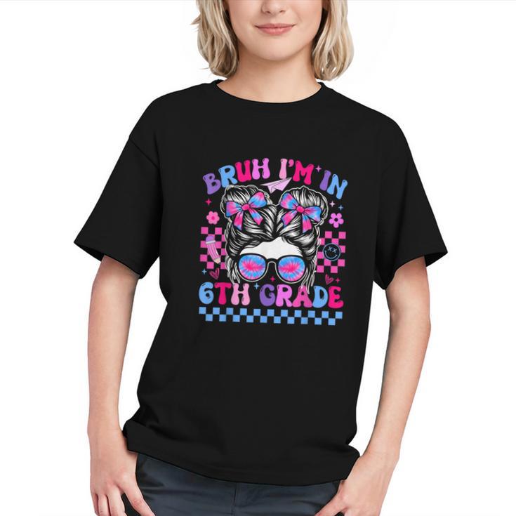 Rocking 6th Grade: Messy Bun Tie Dye Back to School Youth T-Shirt