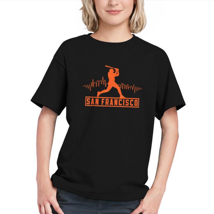 San Francisco Lovers Skyline Retro Baseball Heartbeat Men Graphic Youth