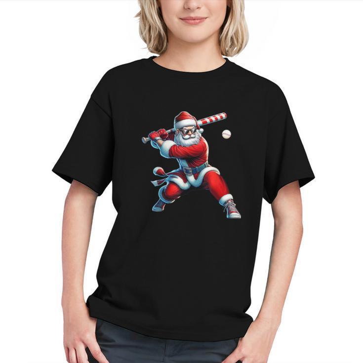 Santa Playing Baseball Men Boys Christmas Baseball Player Graphic Youth
