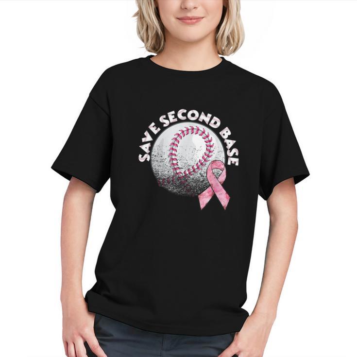 Save 2nd Base Breast Cancer Awareness Pink Ribbon Baseball Graphic Youth