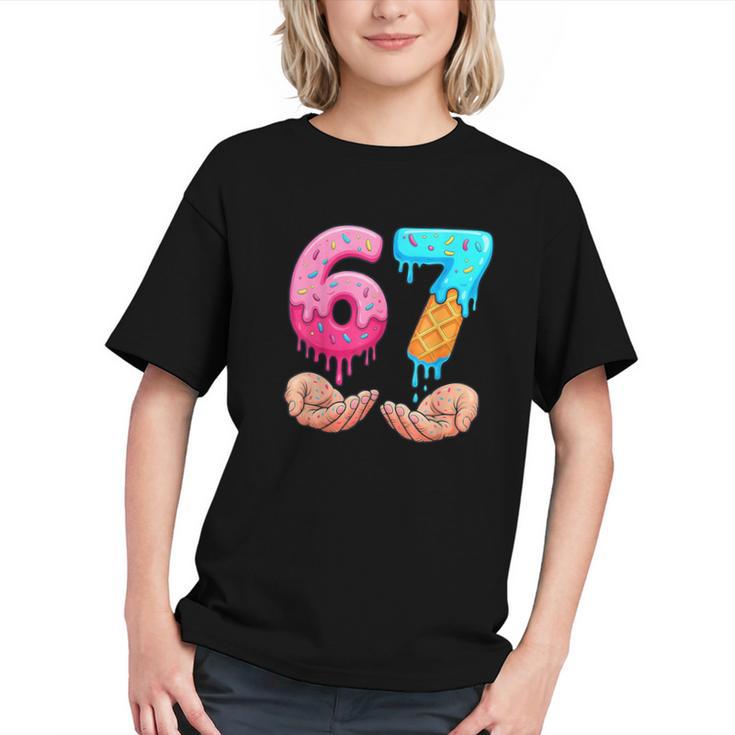 Six Seven 6-7 Baseball Ice Cream Drip 67 Meme Hands Graphic Youth
