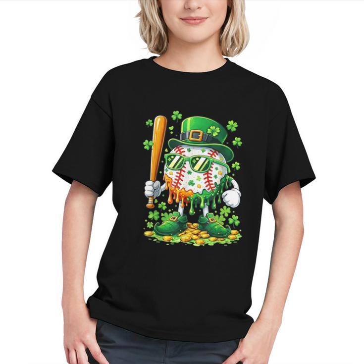 St Patricks Day Baseball Ice Cream Baseball Player Cartoon Graphic Youth