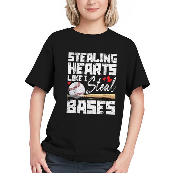 Stealing Hearts Like I Steal Bases Baseball Valentines Graphic Youth
