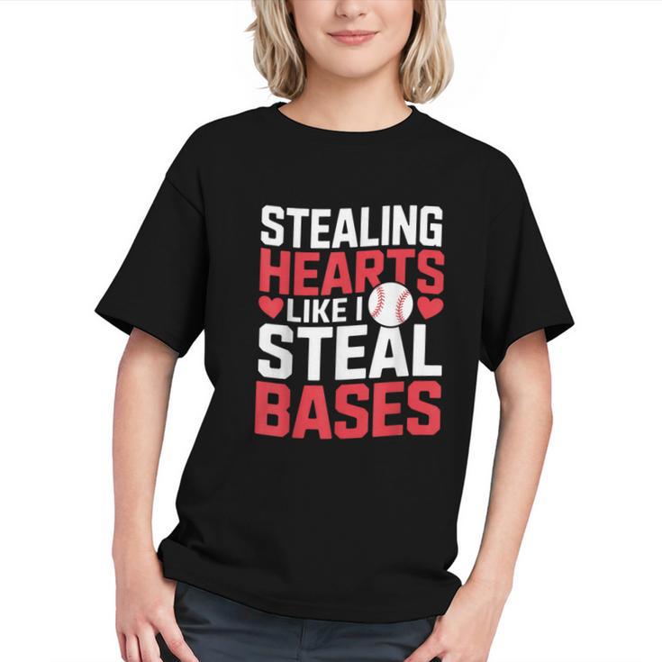 Stealing Hearts Like I Steal Bases Cute Baseball Kids Graphic Youth