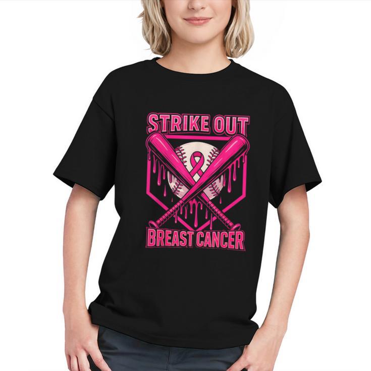 Strike Out Breast Cancer Baseball Ice Cream Drip Graphic Youth