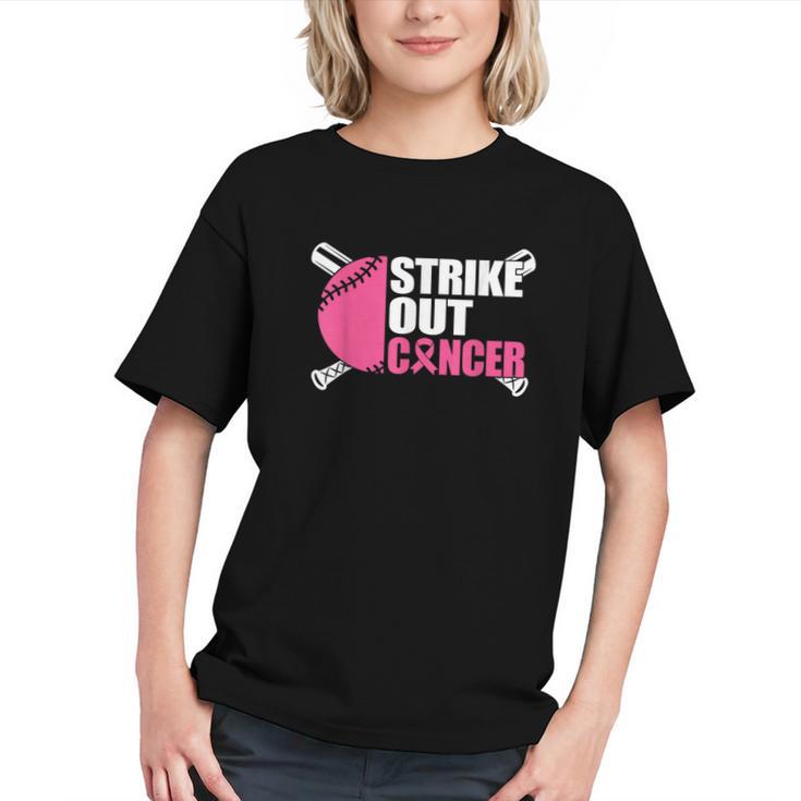 Strike Out Cancer Breast Cancer Awareness Baseball Warrior Graphic Youth