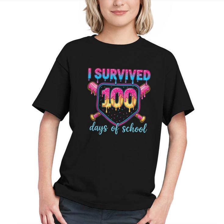 I Survived 100 Days Of School Baseball 100th Day Kids Girls Graphic Youth