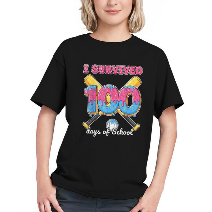 I Survived 100 Days Of School Baseball Cream Drip Boys Graphic Youth