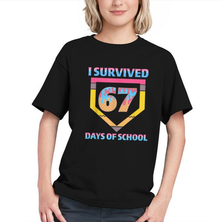 I Survived 67 Days Of School Baseball Trend For Boys Girls Graphic Youth