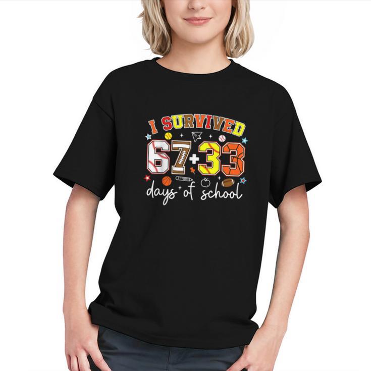 I Survived 6733 Days Baseball Football Basketball 100 Days Graphic Youth