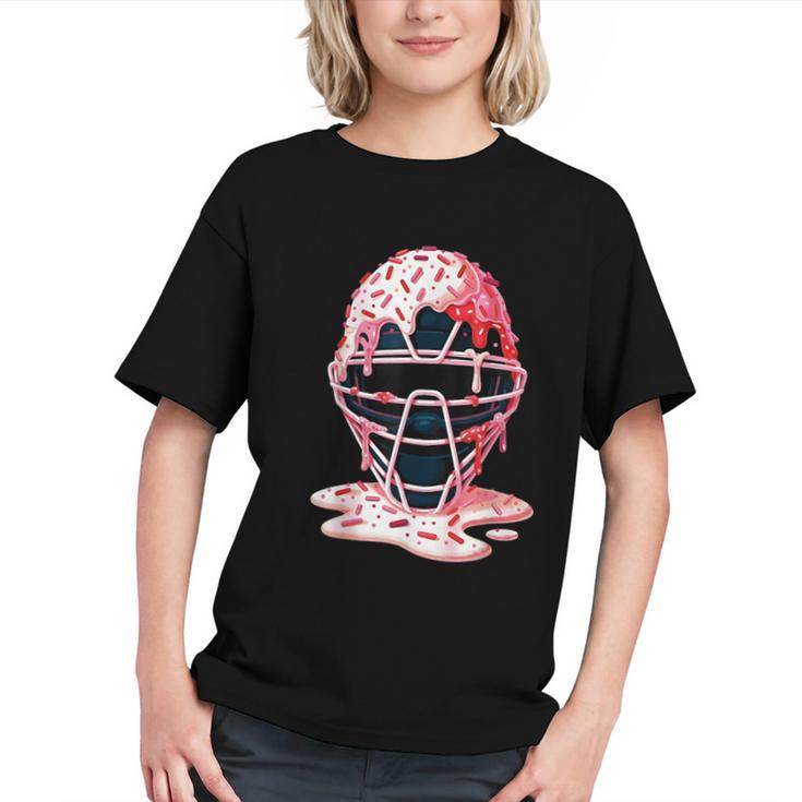 Valentine Baseball Catcher Mask Ice Cream Drip Tee For Boys Graphic Youth Valentine Baseball Catcher Mask Ice Cream Drip Tee For Boys Graphic Youth