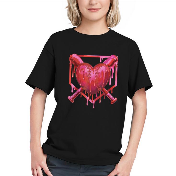 Valentines Day Baseball Red Heart Dab Boys Girls Kids Graphic Youth