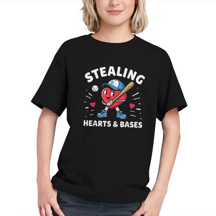 Valentines Day Baseball Stealing Hearts Bases Boys Kids Men Graphic Youth