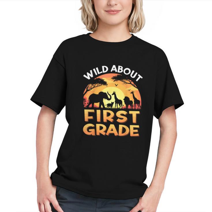 Wild About First Grade Zoo Animals Back To School Safari Graphic Youth