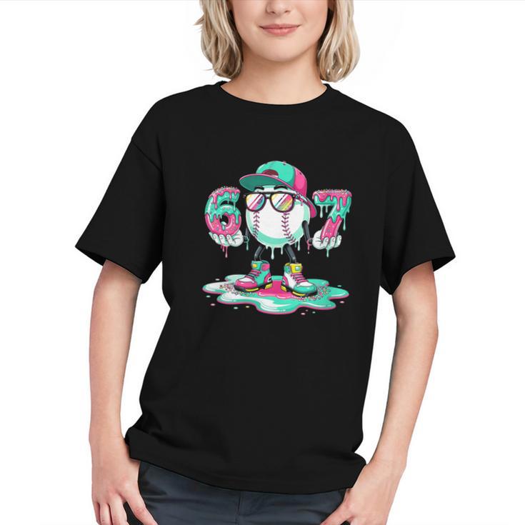 Women's 67 Meme Six Seven 6 7 Meme Baseball Ice Cream Drip Graphic Youth