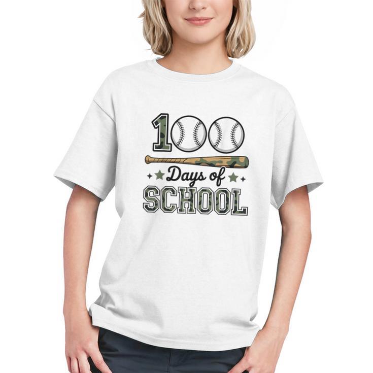 100 Days Of School Baseball Camo Boys School Teacher Graphic Youth
