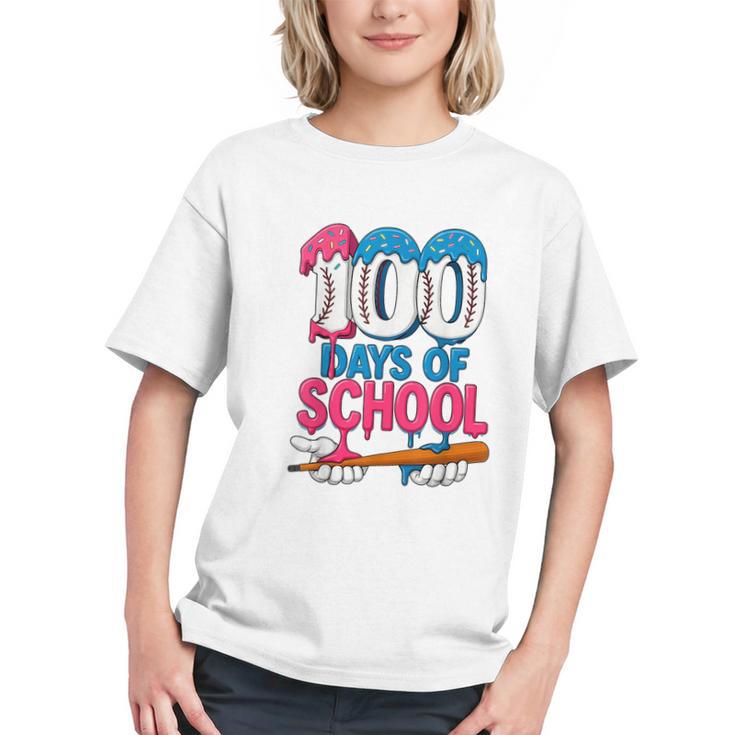 100 Days Of School Baseball Drip Bat 100th Day Of School Boy Graphic Youth