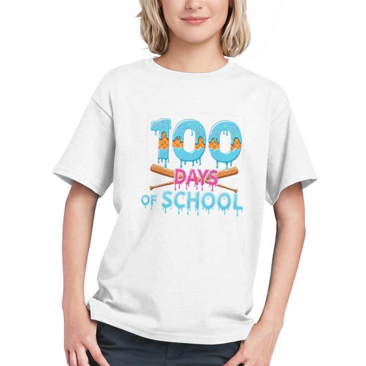 100 Days Of School Drip Ice Cream Baseball For Teacher Kids Premium Tri-Blend Graphic Youth