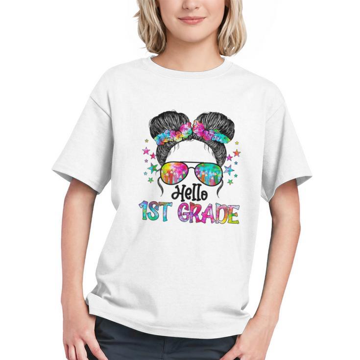 1st Grade Vibes Messy Bun Back to School Youth T-shirt
