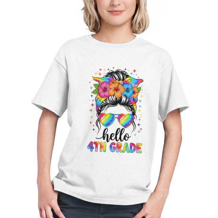 4th Grade Vibes Messy Bun Back to School Youth T-Shirt