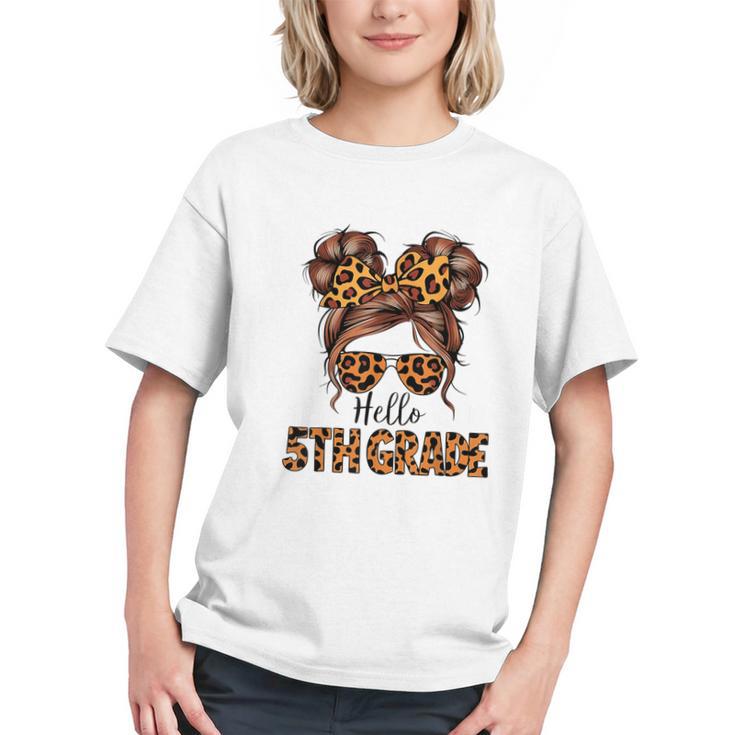 5th Grade Vibes Messy Bun Back to School Youth T-shirt