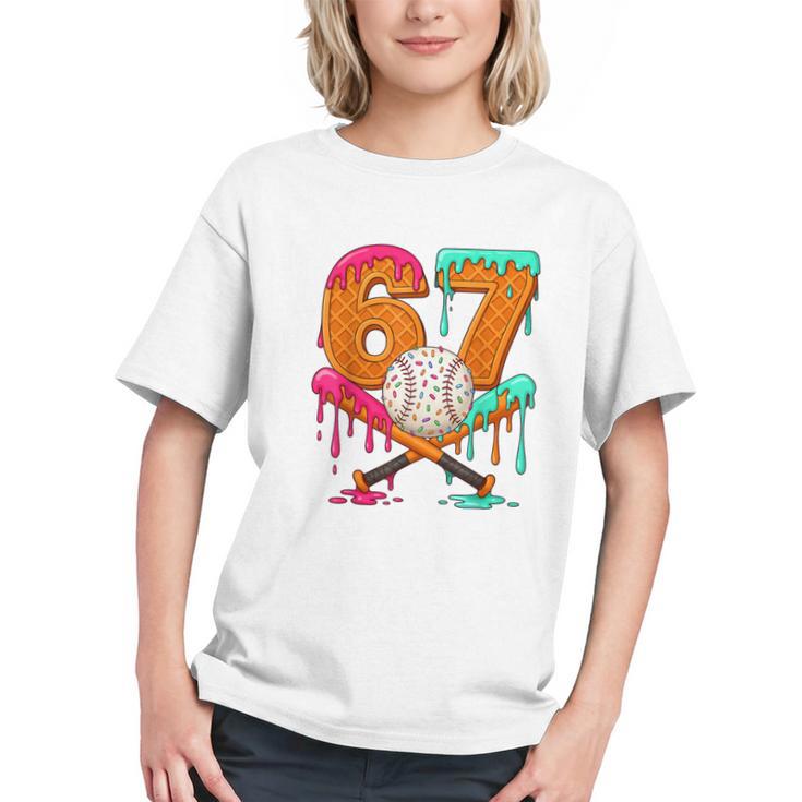 67 Ice Cream Drip Baseball Number 67 Player 67th Birthday Graphic Youth