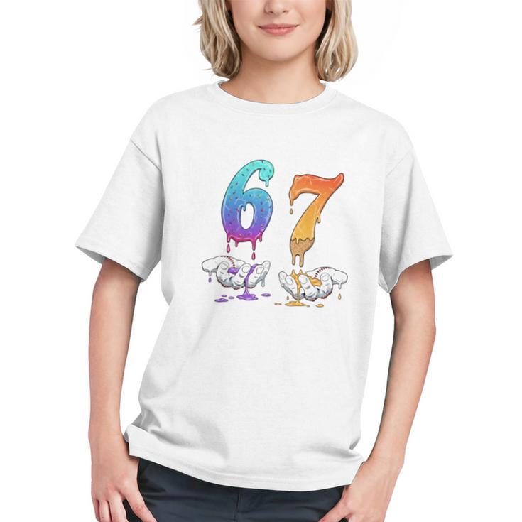 67 Meme Baseball Kids Girls Humor Number 6 7 Graphic Youth