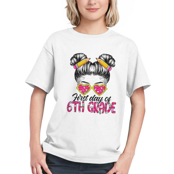 6th Grade Vibes Messy Bun Back to School Youth T-Shirt