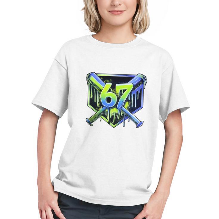 Awesome 67 Baseball Drip Effect Baseball 6-7 Meme Graphic Premium Tri-Blend Graphic Youth