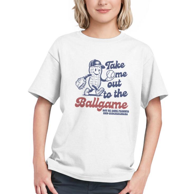 Take Me Out To The Ball Game Retro Peanuts Baseball Sports Graphic Youth