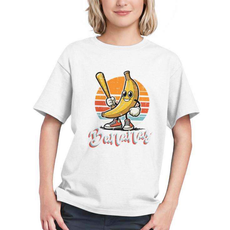 Bananas Baseball Sunset Retro Fruit Sports Boys Kids Men Premium Tri-Blend Graphic Youth