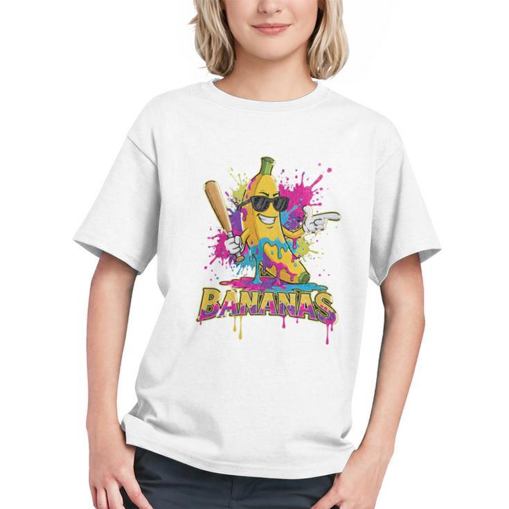Baseball Banana Splatter Sports Kids Teens Premium Tri-Blend Graphic Youth