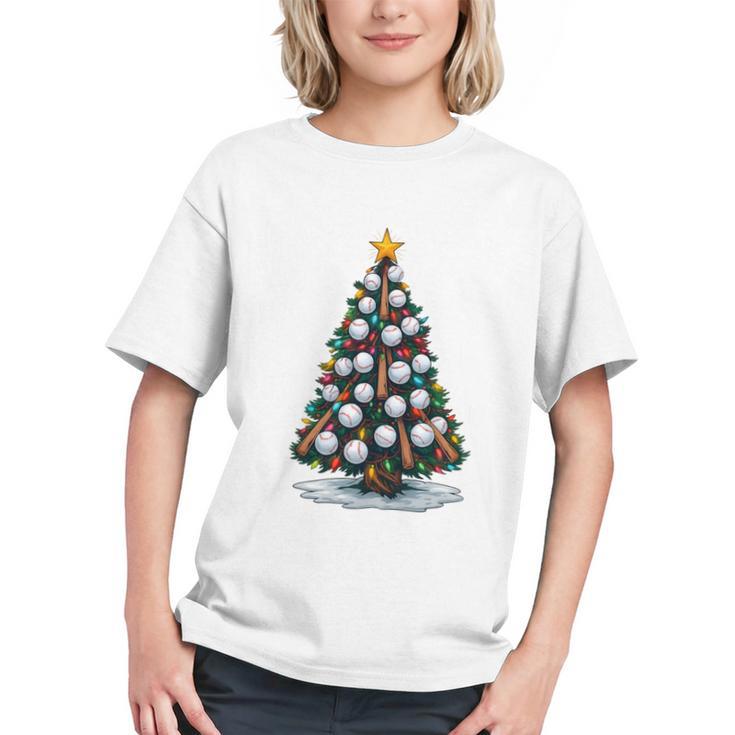 Baseball Christmas Tree Men Boys Youth Santa Sports Graphic Youth