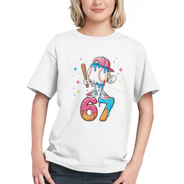 Baseball Drip Number 67 Six Seven Meme Ice Cream Dripping Graphic Youth