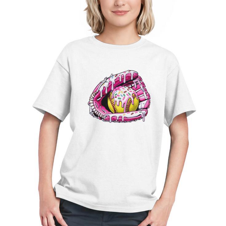 Baseball Glove Drip Shirt Ice Cream Dripping Girls Pocket Premium Graphic Youth