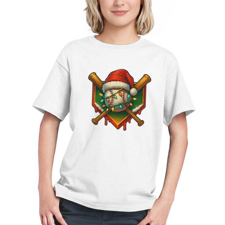 Baseball Xmas Christmas Baseball Ice Cream Drip Boys Graphic Youth