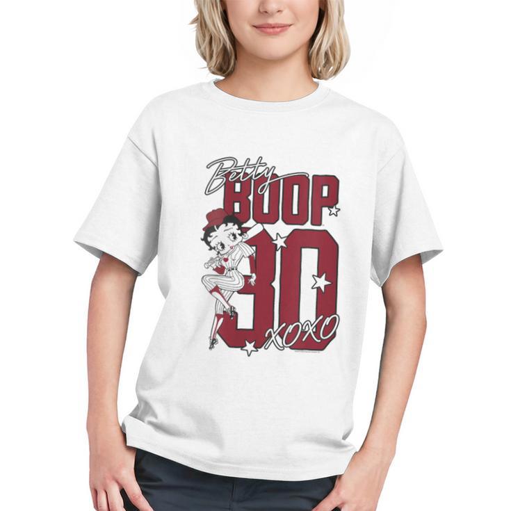 Betty Boop Baseball Logo Jersey With Stars Cute Cartoon Graphic Youth