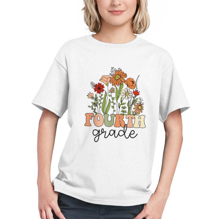 Blooming into 4th Grade! Wildflower Back to School Youth T-Shirt