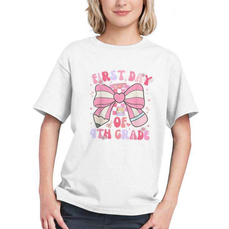 Charming Pink Bow 4th Grade Back to School Youth T-Shirt