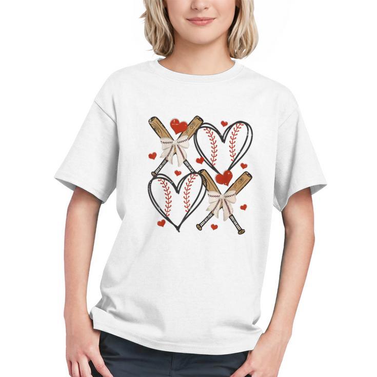 Coquette Bow XOXO Baseball Lover Heart Valentine Game Day Graphic Youth