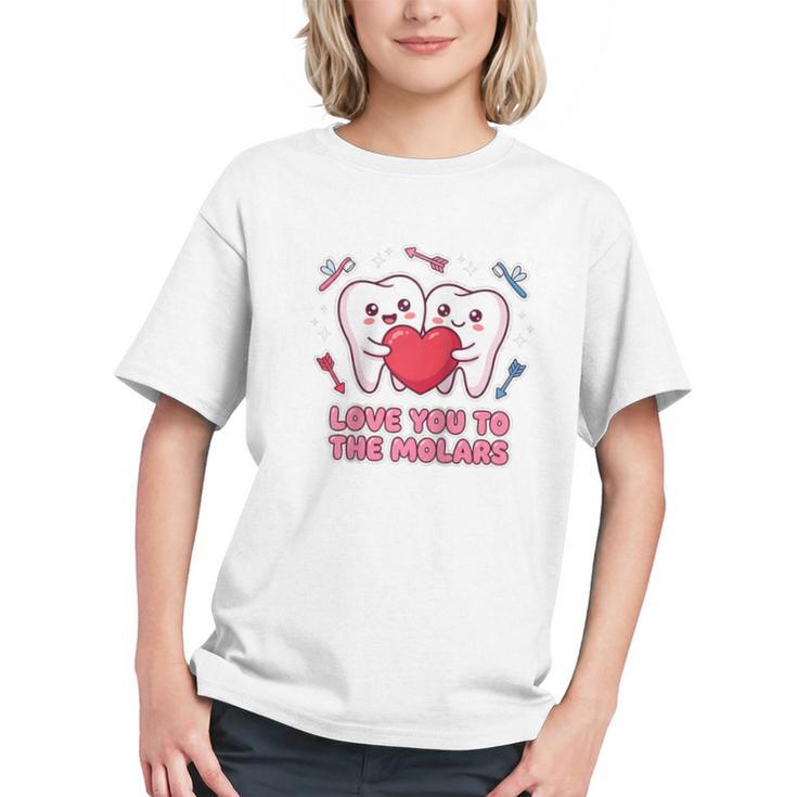 Cute Dentist Valentine Love You To The Molars Teeth Pun Raglan Baseball Tee Graphic Youth